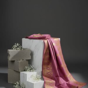 Songket Tenunan Premium – Bunga Emas Eksklusif (Pink Edition) 4.25m (Blm)