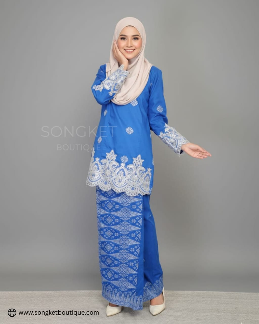 Songket Tenunan Premium – Stitched Kurung Set (Maroon Gold)