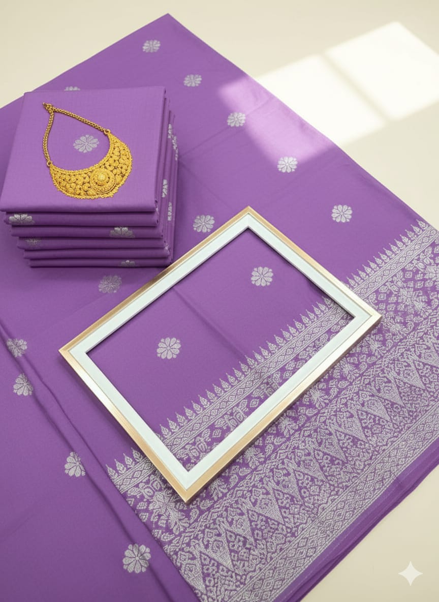 Songket Tenun Premium – Lavender Purple Silver Exclusive (4.25m)
