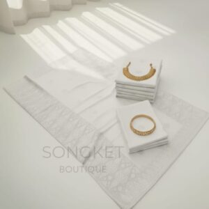 Songket Tenun Premium – White Crystal Silver Exclusive (4.25m)