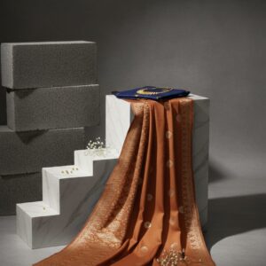 Songket Tenun Premium – Rust Gold Floral Motif (4.25m)