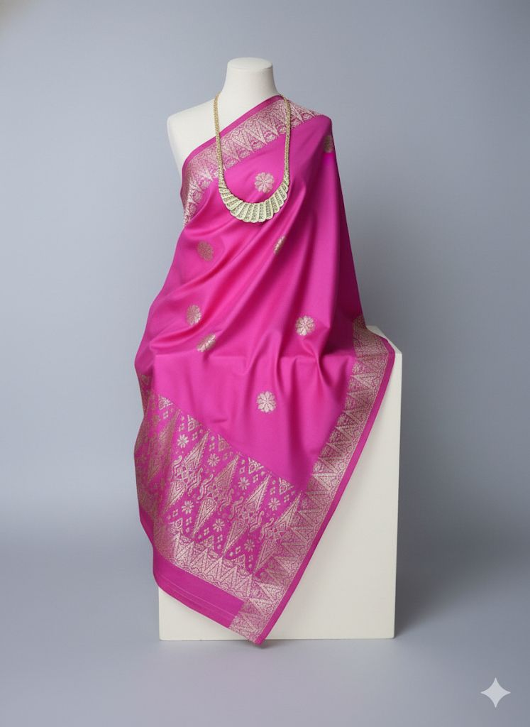 Songket Tenun Premium – Fuchsia Pink Silver Couture Edition (4.25m)