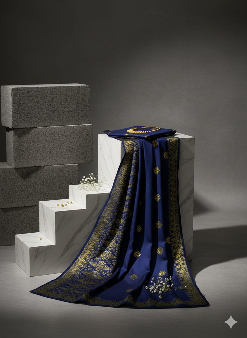 Songket Tenun Premium – Royal Blue Gold Couture Studio Edition (4.25m)
