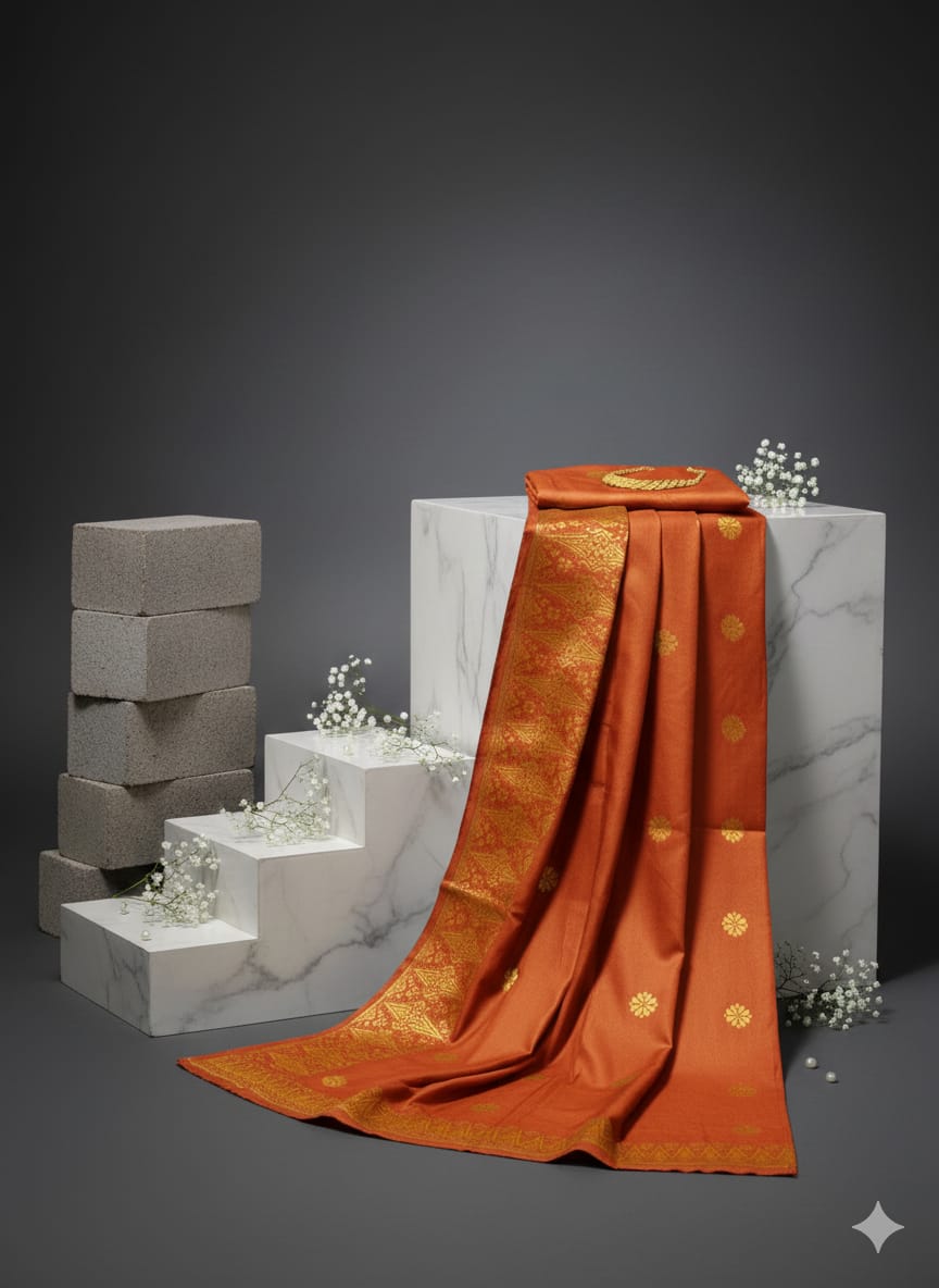 Songket Tenun Premium – Burnt Orange Gold Exclusive Studio Edition (4.25m)