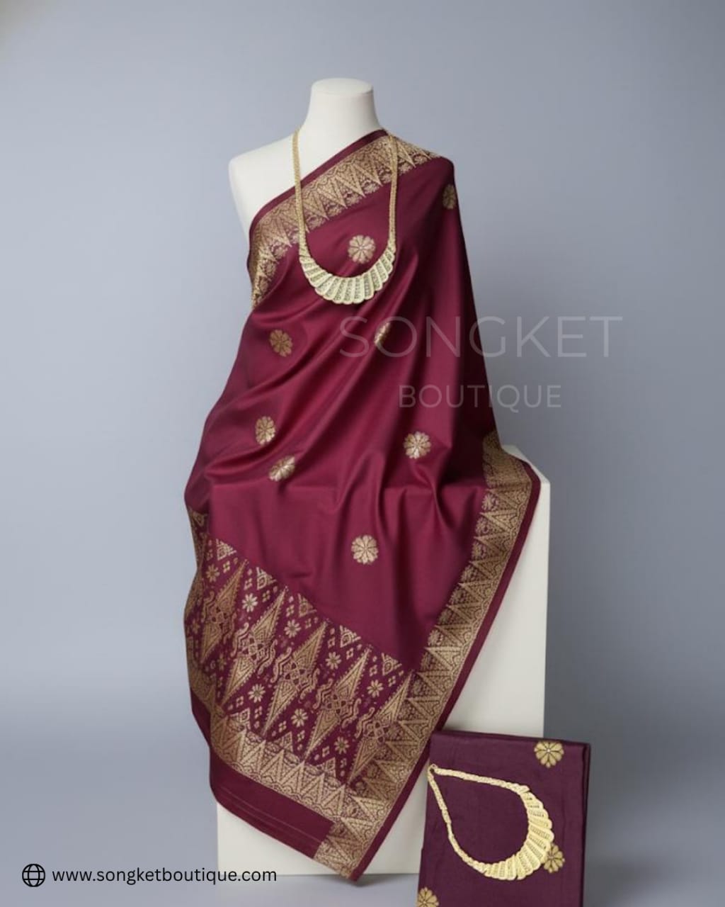 Songket Tenun Premium – Maroon Gold Exclusive Studio Edition (4.25m)
