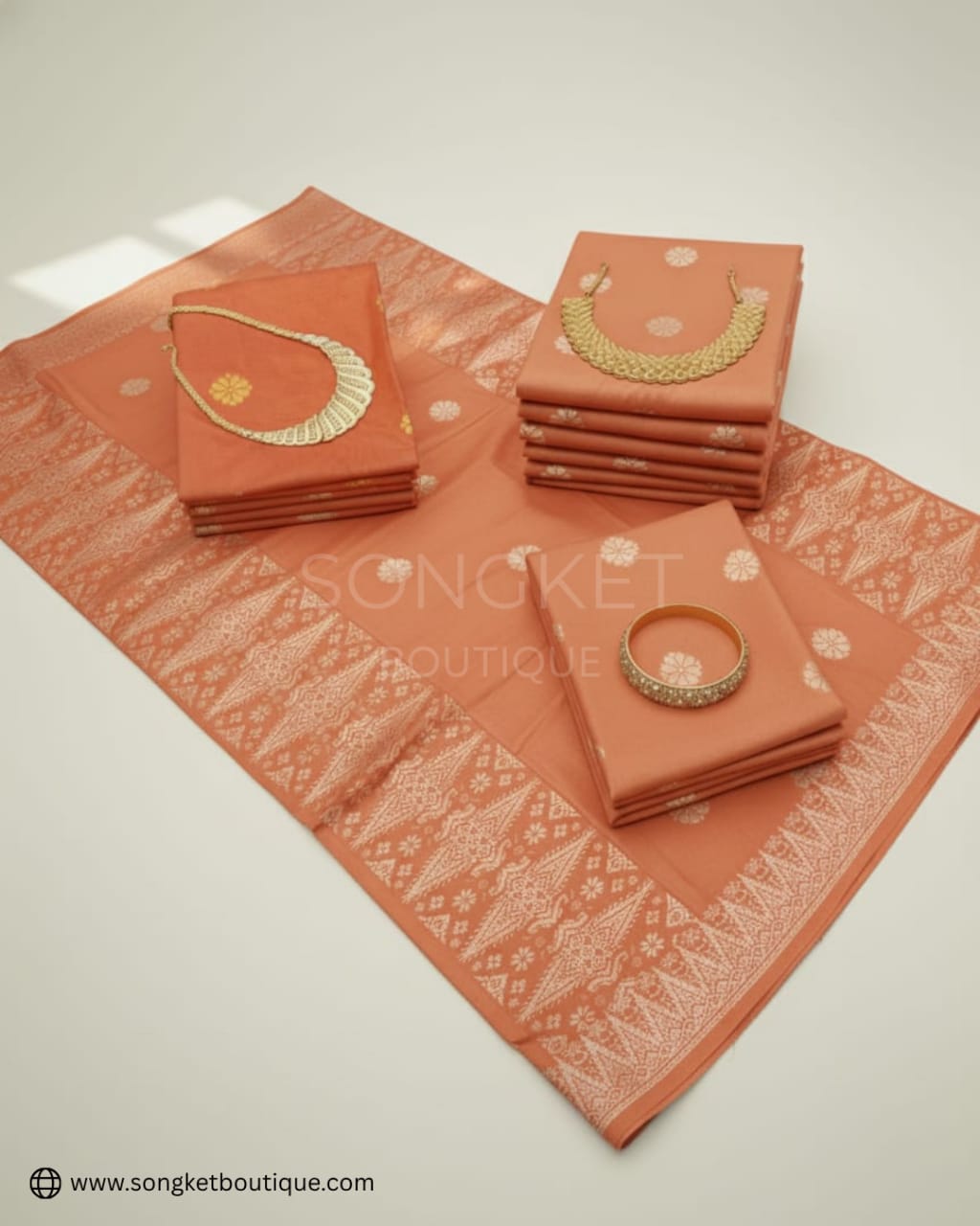 Songket Tenun Premium – Soft Peach Gold Exclusive (4.25m)