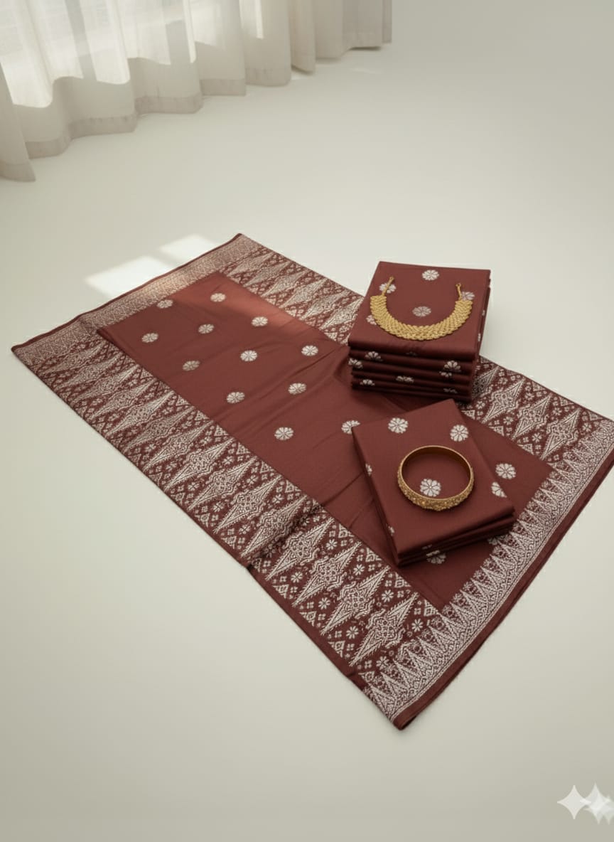 Songket Tenun Premium – Cocoa Brown Silver Exclusive (4.25m)
