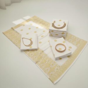 Songket Tenun Premium – White Gold Exclusive Motif Bunga Tabur (4.25m)