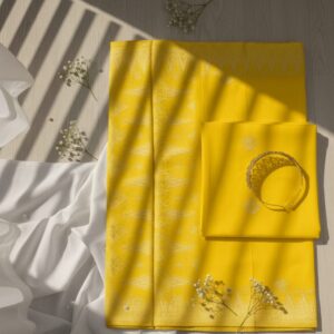 Songket Tenun Premium – Yellow Gold (4.25m) Motif Bunga Tabur Eksklusif