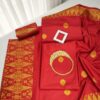 Songket Tenun Premium – Red Gold Exclusive (4.25m) Motif Bunga Tabur Eksklusif