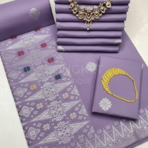 Songket Tenun Premium – Lavender Silver Motif Bunga Tabur (4.25m)