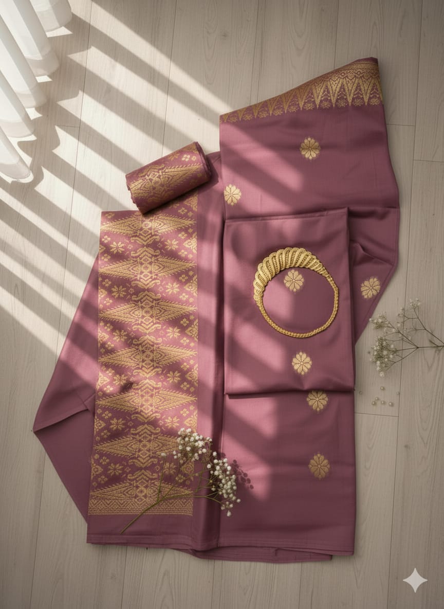 Songket Tenunan Premium – Sulaman Emas Eksklusif (Tea Pink Edition) 4.25m Blm