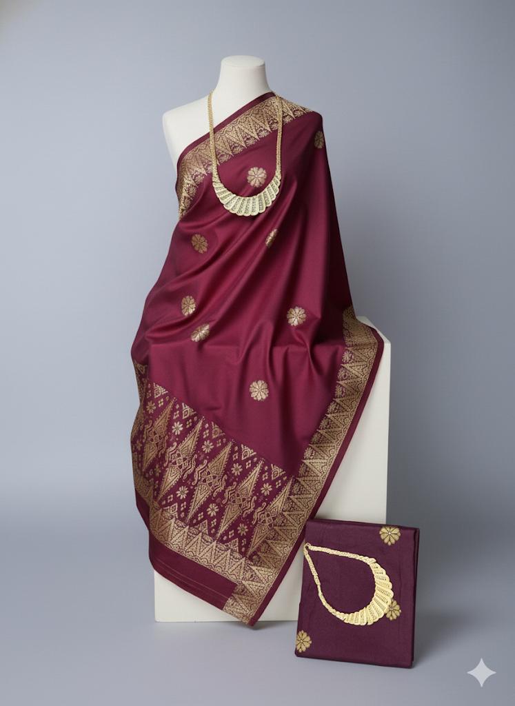 Songket Tenunan Premium – Sulaman Emas Eksklusif (Maroon Edition) 4.25m Blm