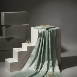 Songket Tenunan Premium – Sulaman Putih Eksklusif (Pistachio Edition) 4.25m Blm