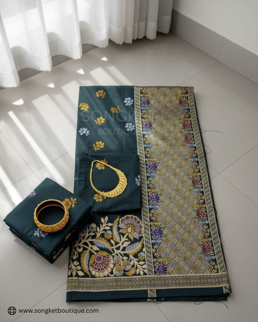 Songket Tenunan 3D Exclusive – Rekaan Sulam Mewah 4.25m Blm